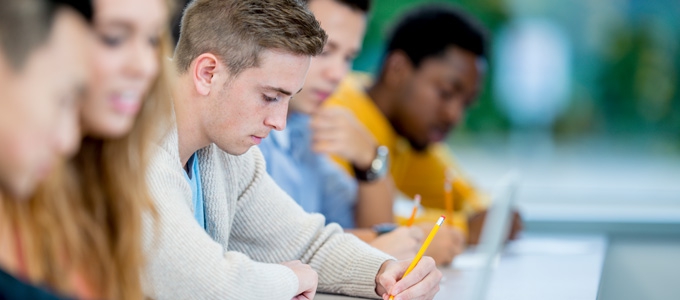 Students taking an exam